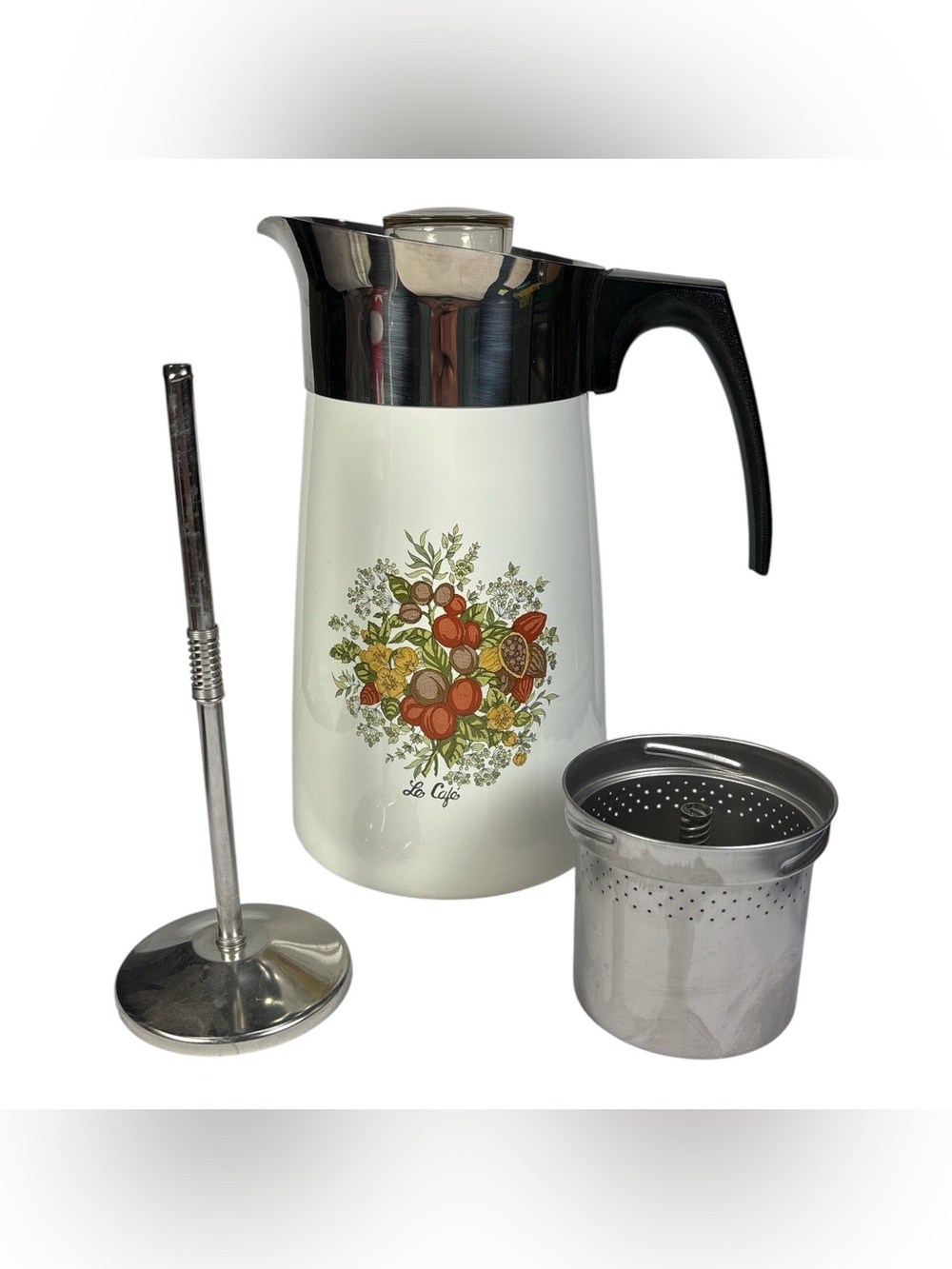 Vintage Corning Ware Spice of Life 10 Cup Stove Percolator Coffee Pot Complete